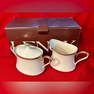 EUC Lenox Eternal China 3-piece Sugar and Creamer Set